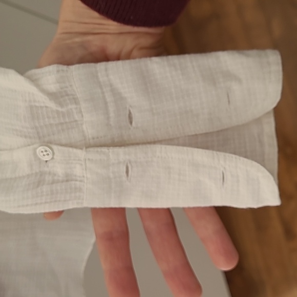 Never Worn SOEUR White Gauze Casual Button Down Bib Peasant Shirt Tunic Medium - Picture 6 of 10